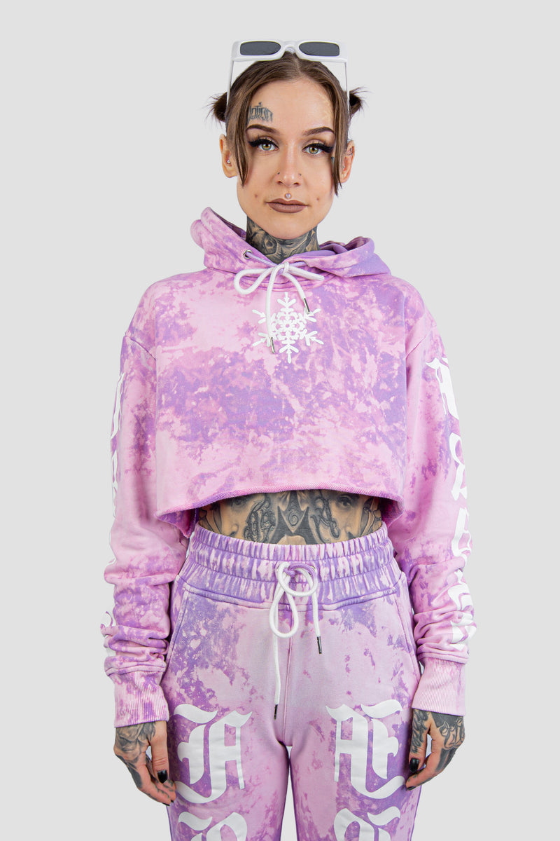 AFTERGLOW CROPPED HOODIE - CUSTOM BLEACH DYED